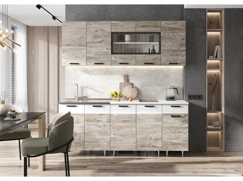 Кухонный гарнитур Рио белый, юкон 2140x2000x600