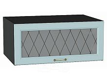 Шкаф верхний горизонтальный остекленный глубокий Ницца Голубой/Graphite 358*800*574
