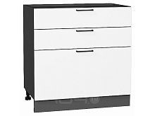 Шкаф нижний с 3-мя ящиками Флэт White In 2S/Graphite 816*800*478