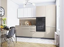 Модульный кухонный гарнитур Фьюжн-07 cream silk, silky white 2140x2700x600