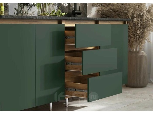 Кухонный гарнитур Челси изумруд 2140x2000x600 фото 2