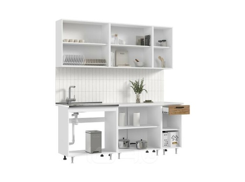 Кухонный гарнитур Рио белый глянец 2138x2000x600 фото 2