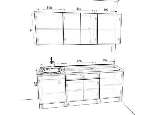 Кухонный гарнитур Оливия белый глянец 2000x2000x600 фото 2