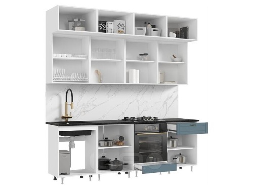 Кухонный гарнитур Престиж браш блю 2500x2400x600 фото 3