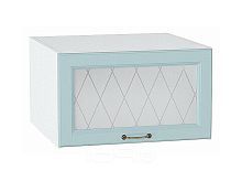 Шкаф верхний горизонтальный остекленный глубокий Ницца Голубой/Белый 358*600*574