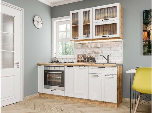 Модульный кухонный гарнитур Барселона-03 белый 2140x2000x600