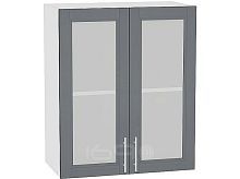 Шкаф верхний с 2-мя остекленными дверцами Сканди В 609 Graphite Softwood-Белый