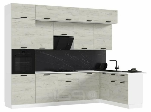 Кухонный гарнитур Рио дуб крафт белый 2500x3000/1800x600 фото 2