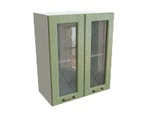 Шкаф В600 с 2-мя дверцами со стеклом Ницца БЕЛ/ДУБ/ОЛИВ Ф45