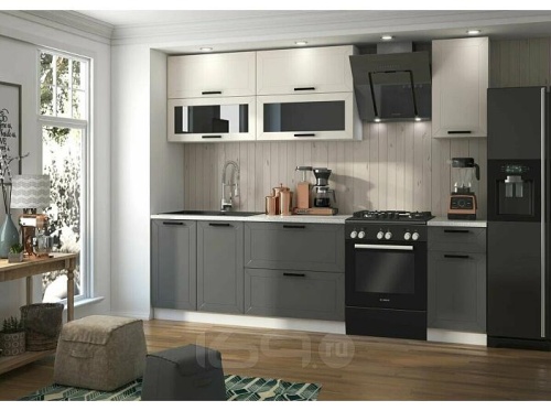 Кухонный гарнитур Монако белый снег софт, графит софт new 2140x2000x600