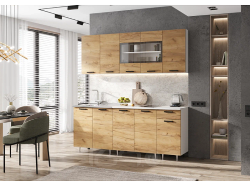 Кухонный гарнитур Рио дуб крафт 2140x1800x600