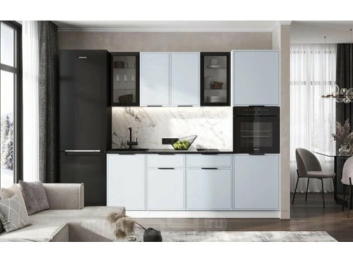 Кухонный гарнитур Николь браш деним блю 2140x2200x600