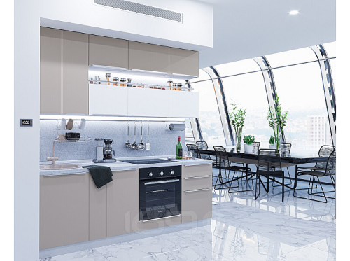 Модульный кухонный гарнитур Фьюжн-01 silky grey, silky white 2340x2300x600