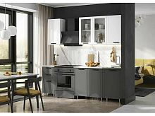 Кухонный гарнитур Монако белый снег софт, графит софт new 2140x1700x600