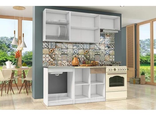 Кухонный гарнитур Бланка крослайн карамель, крослайн латте 2155x2000x600 фото 2