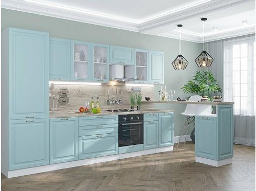 Модульный кухонный гарнитур Ницца-02 голубой 2140x3300x600