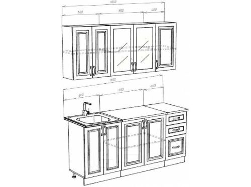 Кухонный гарнитур Констанция сандал 2140x1800x600 фото 2