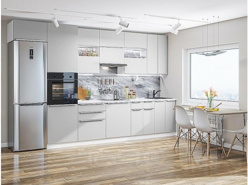 Модульный кухонный гарнитур Фьюжн-01 silky light grey 2340x3600x600