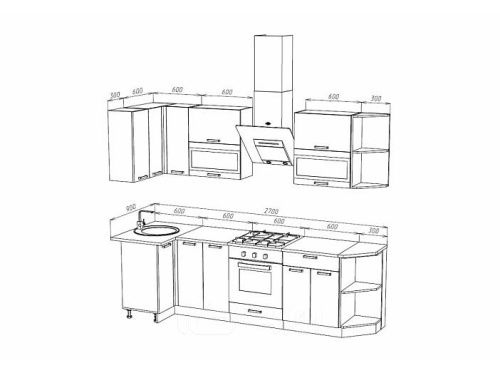 Кухонный гарнитур Техно белый снег софт 2170x2700x600 фото 2
