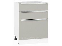 Шкаф нижний с 3-мя ящиками Фьюжн Silky Light Grey  Белый 816*600*480