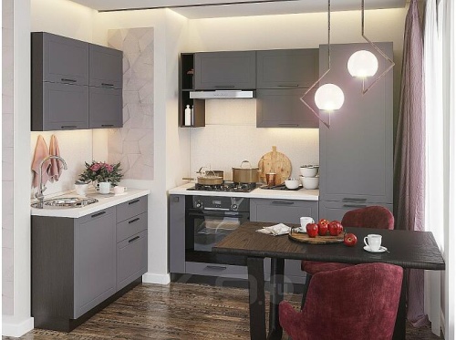 Модульный кухонный гарнитур Глетчер-03 маренго силк 2140x1200/2000x600 фото 2