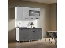 Кухонный гарнитур Рио бетон светлый, бетон темный 2140x1600x600