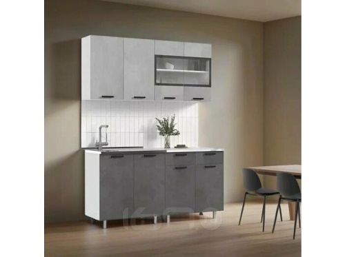 Кухонный гарнитур Рио бетон светлый, бетон темный 2140x1600x600