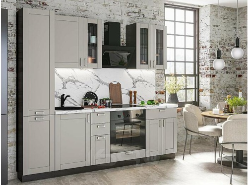Модульный кухонный гарнитур Лофт-02 grey silk 2140x2400x600
