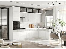 Кухонный гарнитур Оливия белый глянец, мрамор золото 2500x3000x600