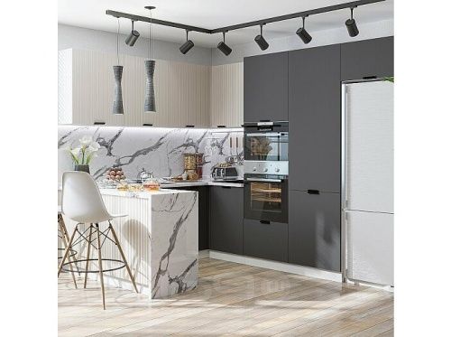 Модульный кухонный гарнитур Евро антрацит, агат 2140x2400/2690x600