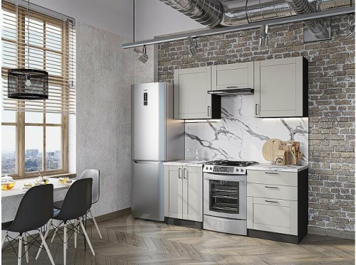 Модульный кухонный гарнитур Лофт-05 grey silk 2140x1800x600