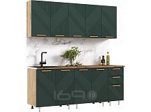 Кухонный гарнитур Ирис браш мени грин 2100x2000x600