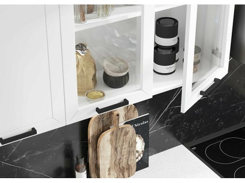 Кухонный гарнитур Монако белый снег софт, графит софт new 2140x1600x600 фото 3