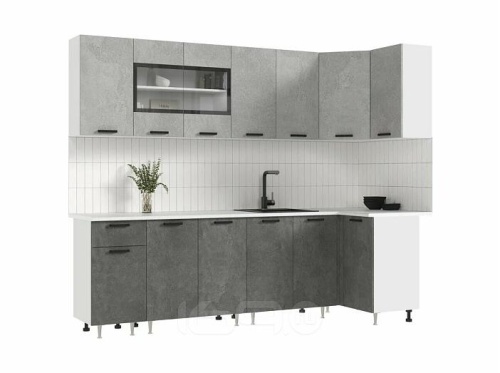 Кухонный гарнитур Рио бетон светлый, бетон темный 2140x2600/1000x600 фото 2