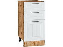Шкаф нижний с 3-мя ящиками Прага Белое дерево Дуб Вотан 816*400*478