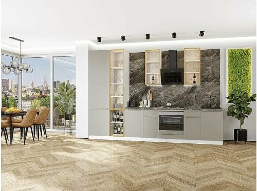 Модульный кухонный гарнитур Фьюжн-08 silky grey 2340x3400x600