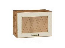 Шкаф верхний горизонтальный остекленный Ницца Дуб крем/Дуб Вотан 358*500*318