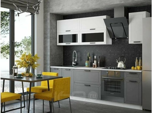 Кухонный гарнитур Монако белый снег софт, графит софт new 2140x2600x600