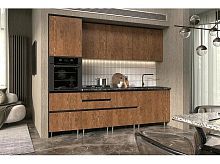 Кухонный гарнитур Техно-6 графит, экзотическое дерево амазония 2140x2600x600