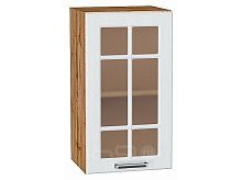 Шкаф верхний с 1-ой остекленной дверцей Прага Белое дерево Дуб Вотан 716*400*318