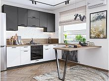 Модульный кухонный гарнитур Фрейм-05 stormy silk, white silk 2340x2400x600