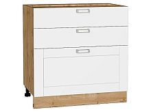 Шкаф нижний с 3-мя ящиками Лофт White Silk/Дуб Вотан 816*800*480
