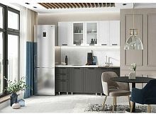 Кухонный гарнитур Монако белый снег софт, графит софт new 2140x1800x600