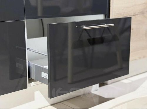 Модульный кухонный гарнитур Логика графит глянец 2134x1800x600 фото 6