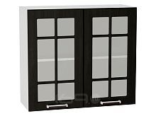 Шкаф верхний с 2-мя остекленными дверцами Прага В 800 Венге Премиум-Белый