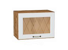 Шкаф верхний горизонтальный остекленный Ницца Белый/Дуб Вотан 358*500*318