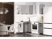 Кухонный гарнитур Рио бетон светлый, бетон темный 2140x2000/1300x600