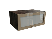 Шкаф ВГ810 верхний горизонтальный со стеклом Валерия-М ДБК/КАПУЧИНО Ф88