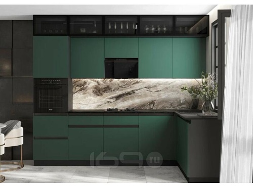 Кухонный гарнитур Техно-6 браш мени грин 2580x3000/1800x600 фото 2