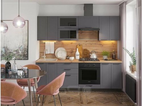 Модульный кухонный гарнитур Глетчер-02 маренго силк 2140x2400x600